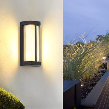 Wasserdichte LED-Wandleuchten mit doppeltem Acrylschirm in Schwarz, moderne Außenwandleuchten
