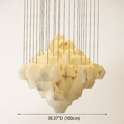 Talan Mehrschichtiger unregelmäßiger Alabaster-Kronleuchter 39"D
