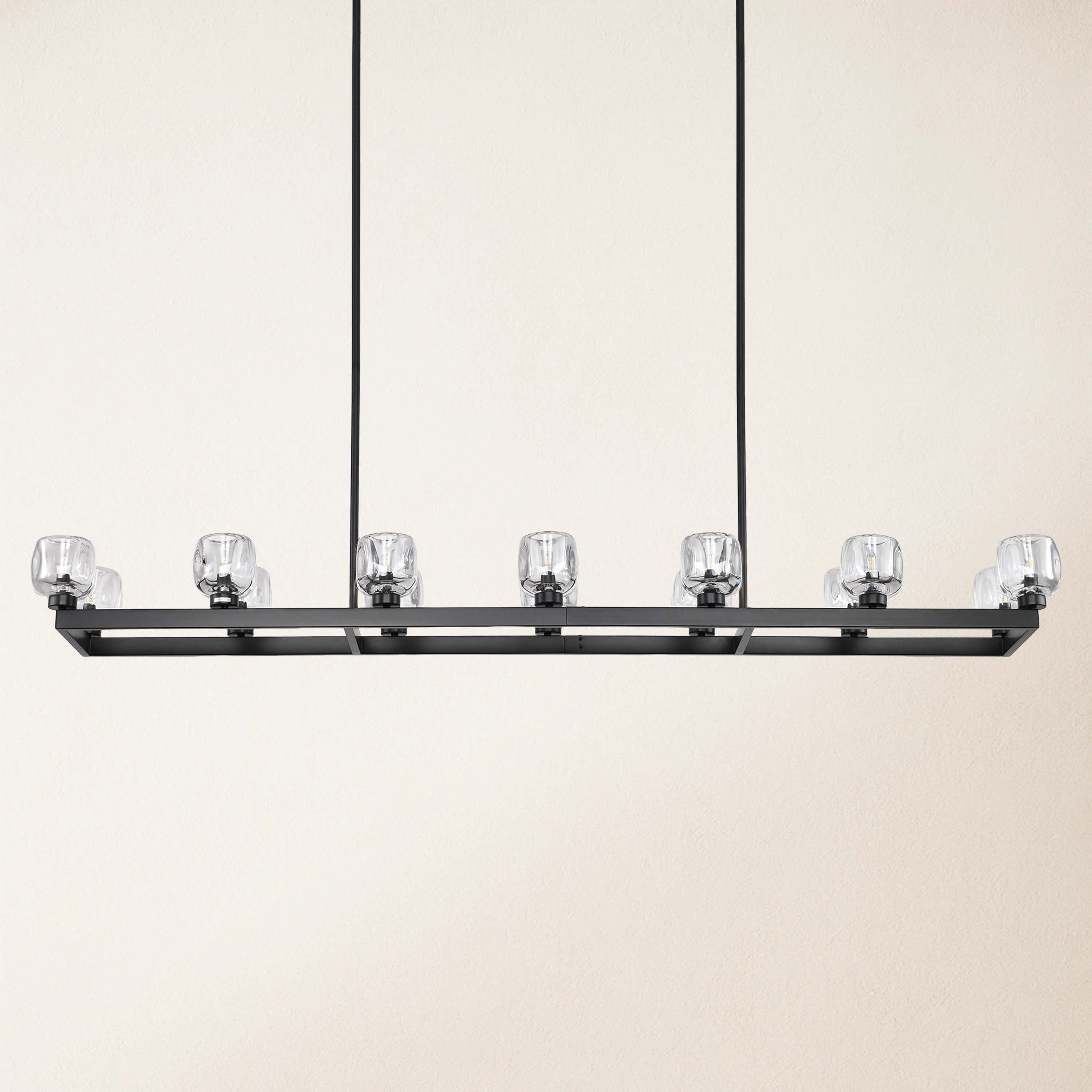 Vellum Rectangular Chandelier 68"W#Finish_Black