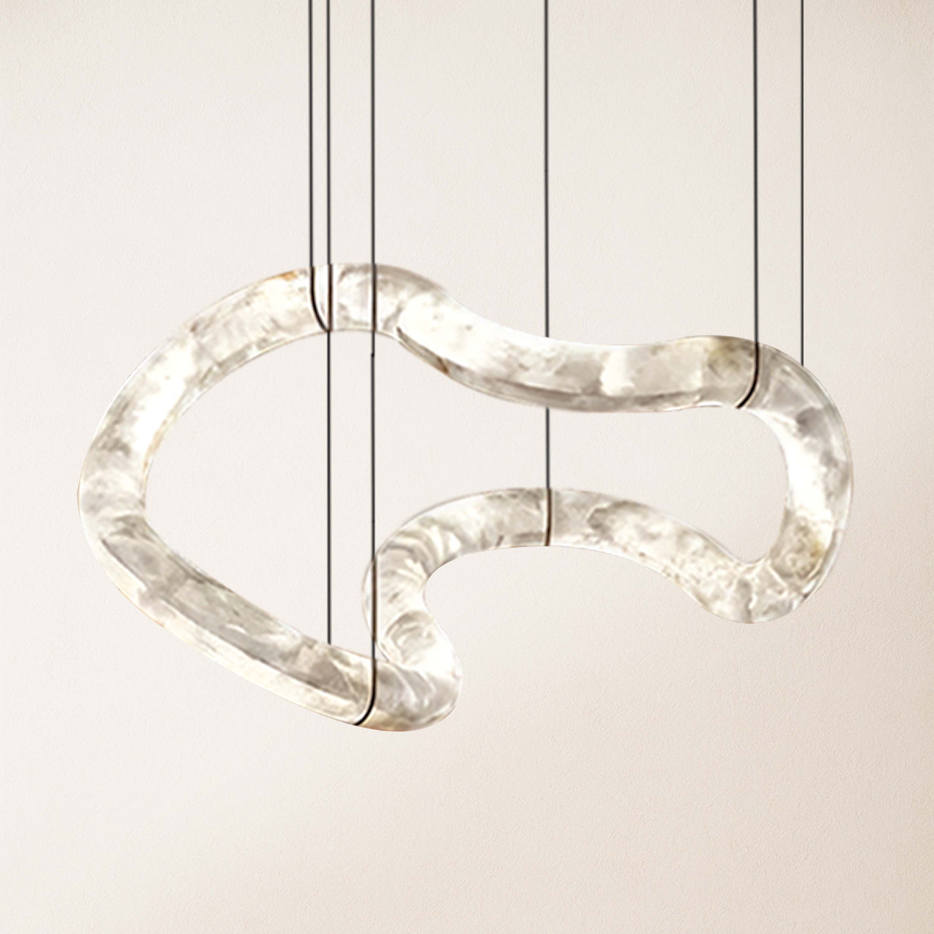 Symmetrischer Infinity-Kronleuchter aus Alabaster, 140 cm