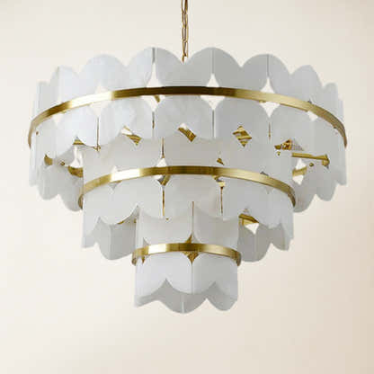 Cloudscape Alabaster Brass 3-Layer Chandelier 32"D