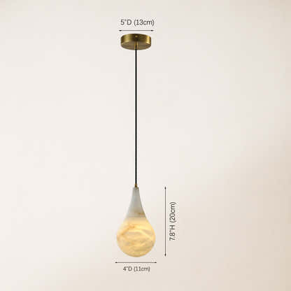 Ares Alabaster Water-Drop Pendant 4"D