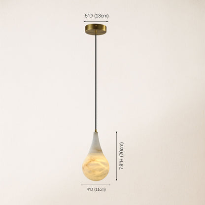 Ares Alabaster Moderner Wassertropfen-Anhänger, 15,2 cm Durchmesser