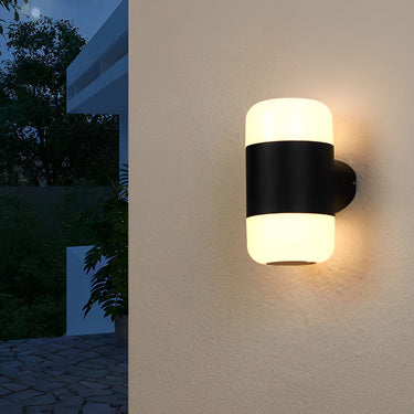 Rundes Up- und Down-Licht, wasserdichte, schwarze, moderne LED-Außenwandleuchte