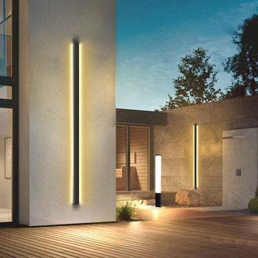 Lange lineare LED-wasserdichte schwarze minimalistische Außenwandleuchten Außenleuchten