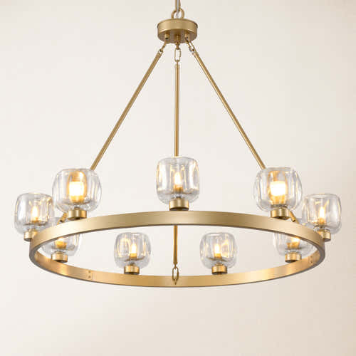 Vellum Round Chandelier 36"D#Finish_Gold