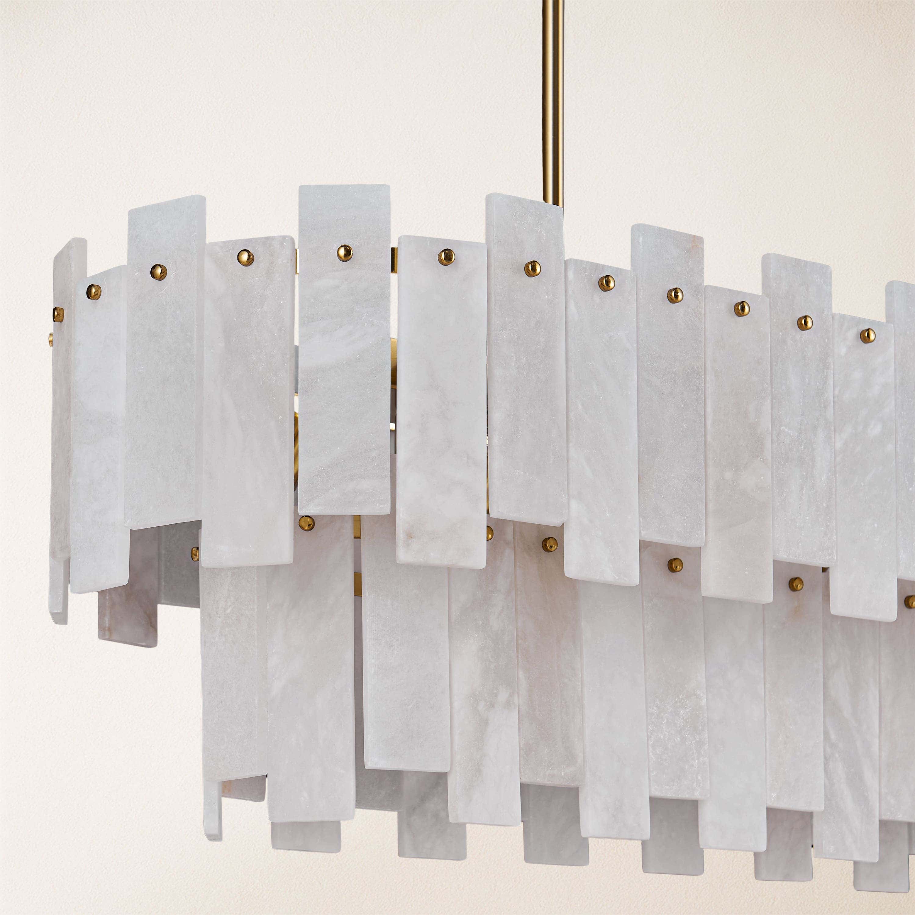 Nivislight Alabaster 2-Tier Rectangular Chandelier 40"D