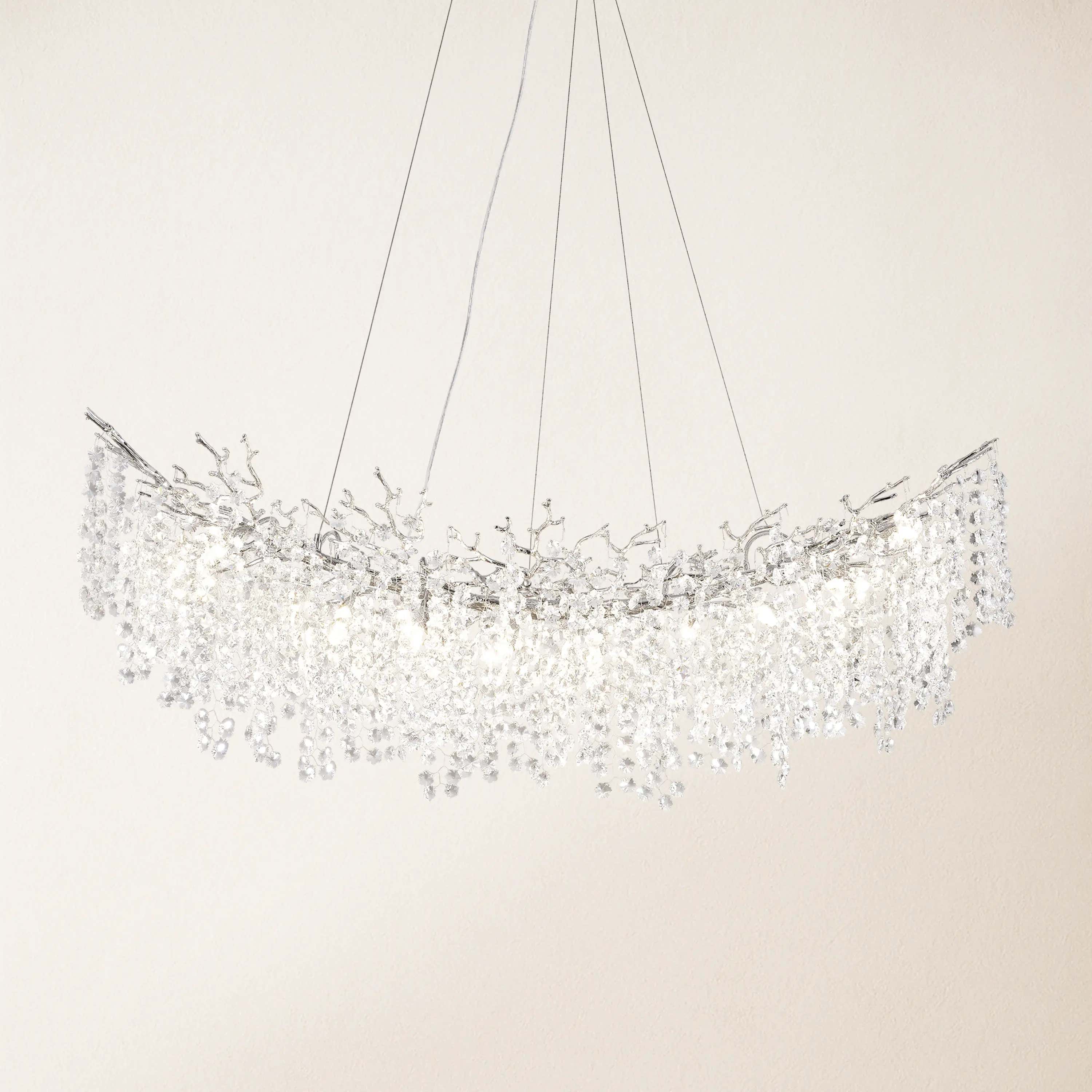Lustre Branches Crystal Rectangular Chandelier 55"W