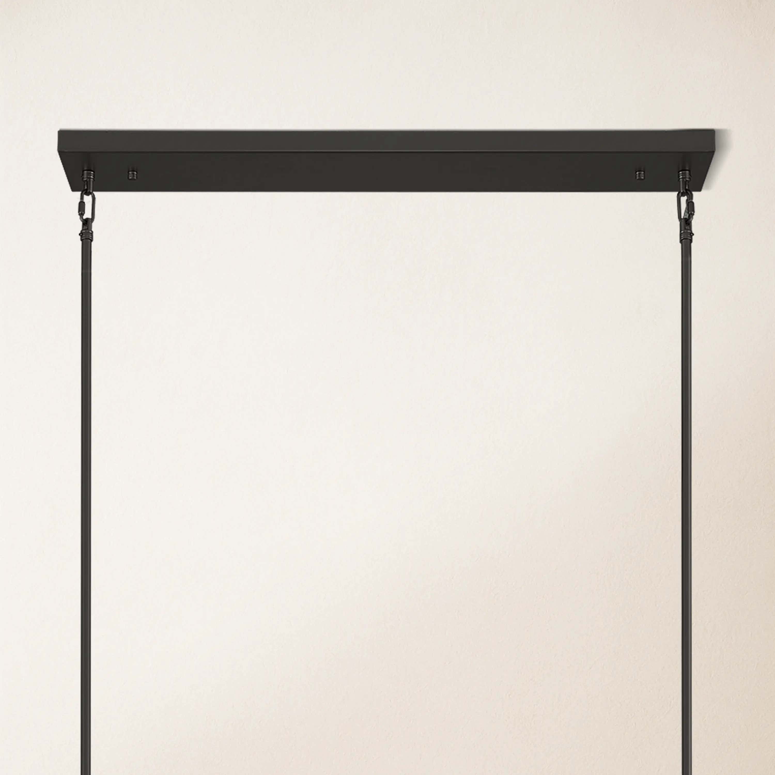 Cylora Glass Tube Rectangular Chandelier 54"W#Finish_Black