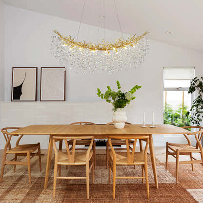 Frostleaf Kristall-Kaskaden-Baumzweig-Linear-Kronleuchter 55"