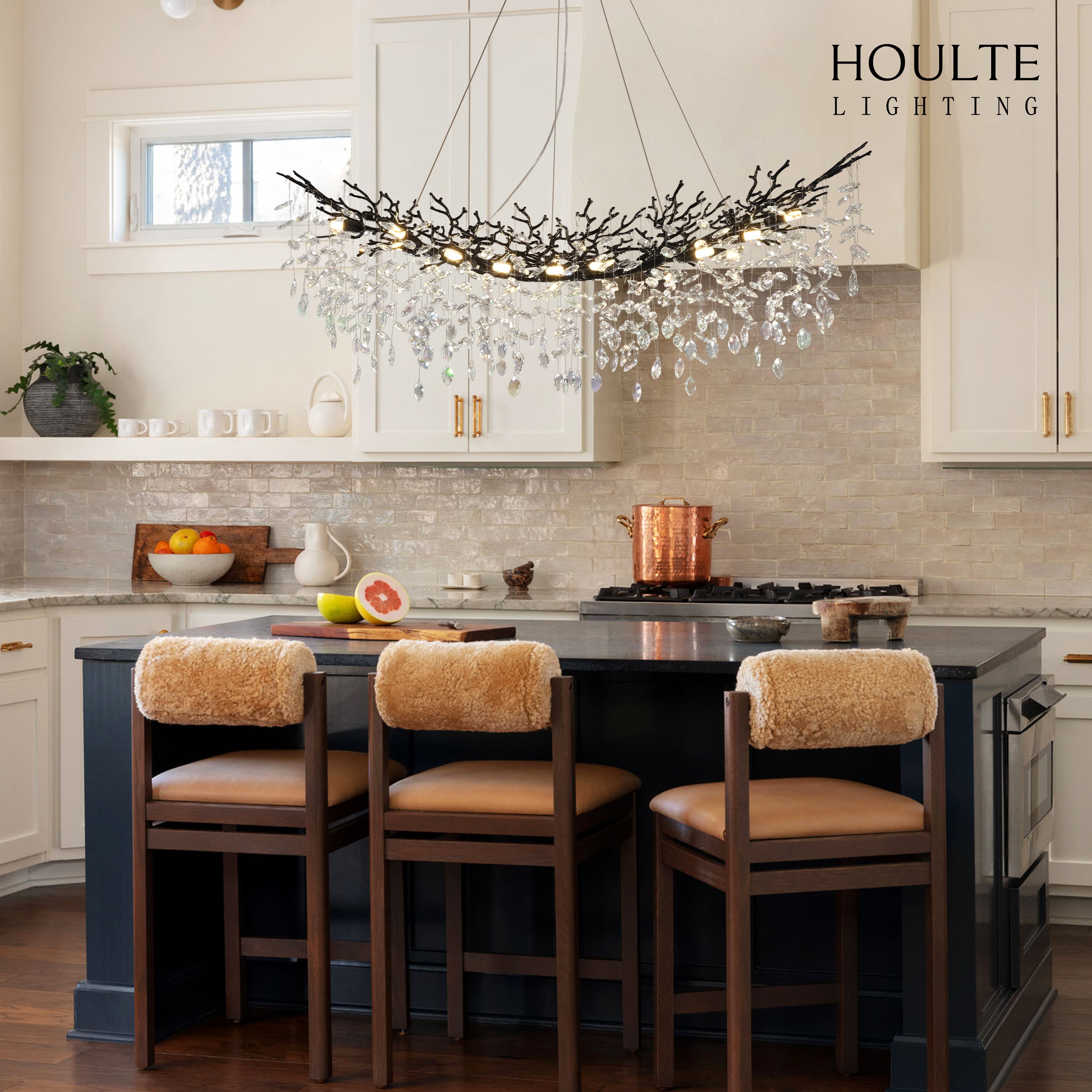 Frostleaf Crystal Cascade Tree Branch Linear Chandelier 55"