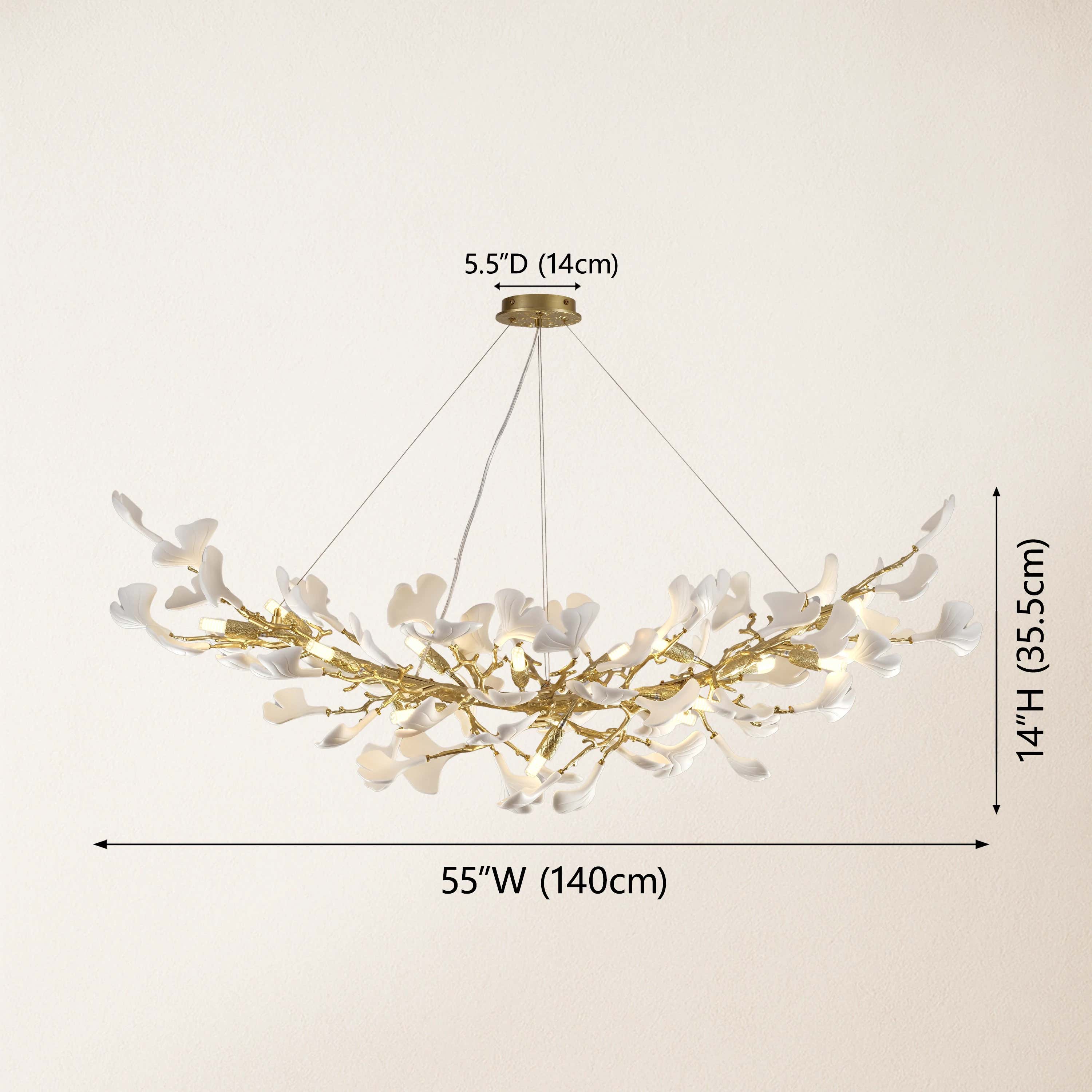 Twilight Branches Ceramic Glow Rectangular Chandelier 55"