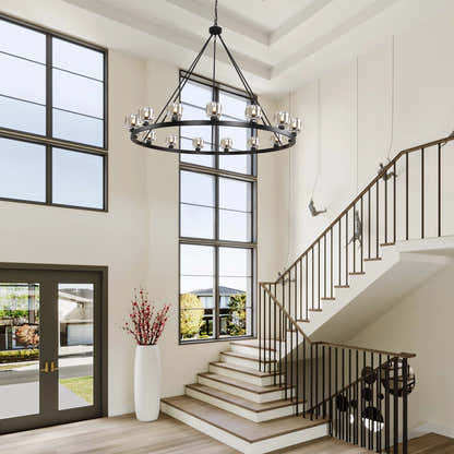 Vellum Crystal Round Chandelier 59"D#Finish_Black