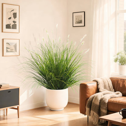 Artificial 36-Head Caterpillar with Curved-Straight Onion Grass Bonsai 43"H