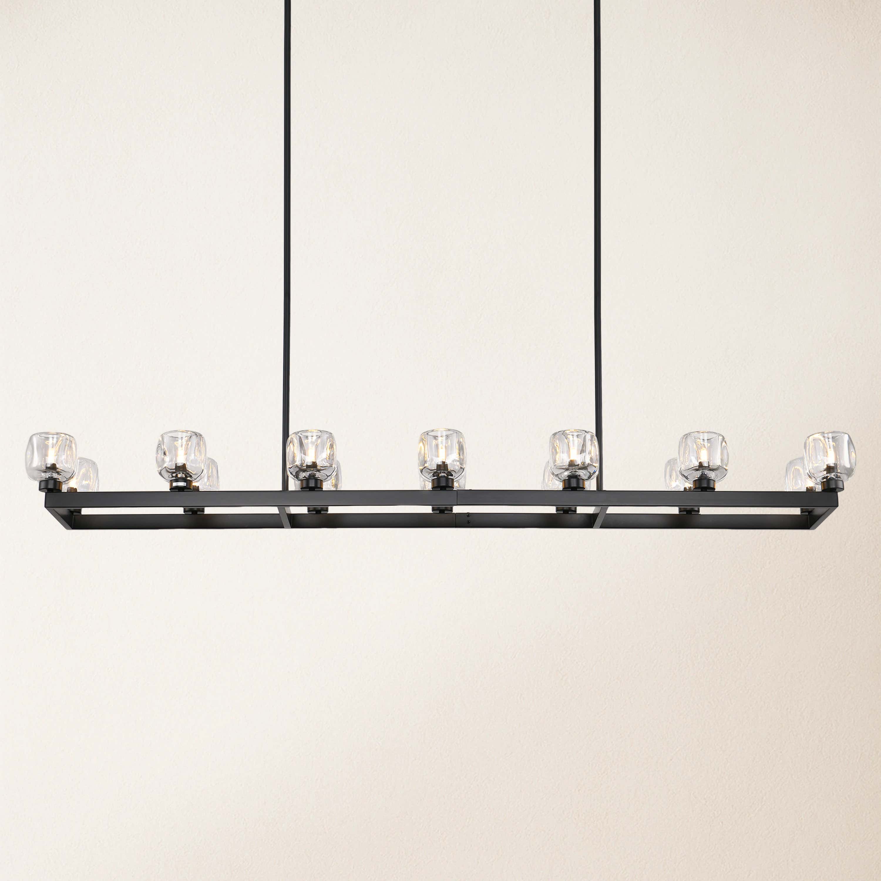 Vellum Rectangular Chandelier 68"W#Finish_Black