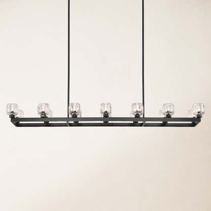 Vellum Rectangular Chandelier 68"W#Finish_Black