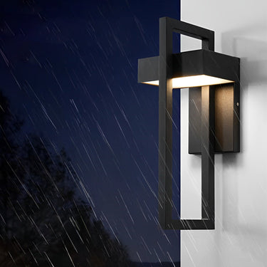 Rechteckige minimalistische LED-wasserdichte schwarze moderne Außenwandleuchte