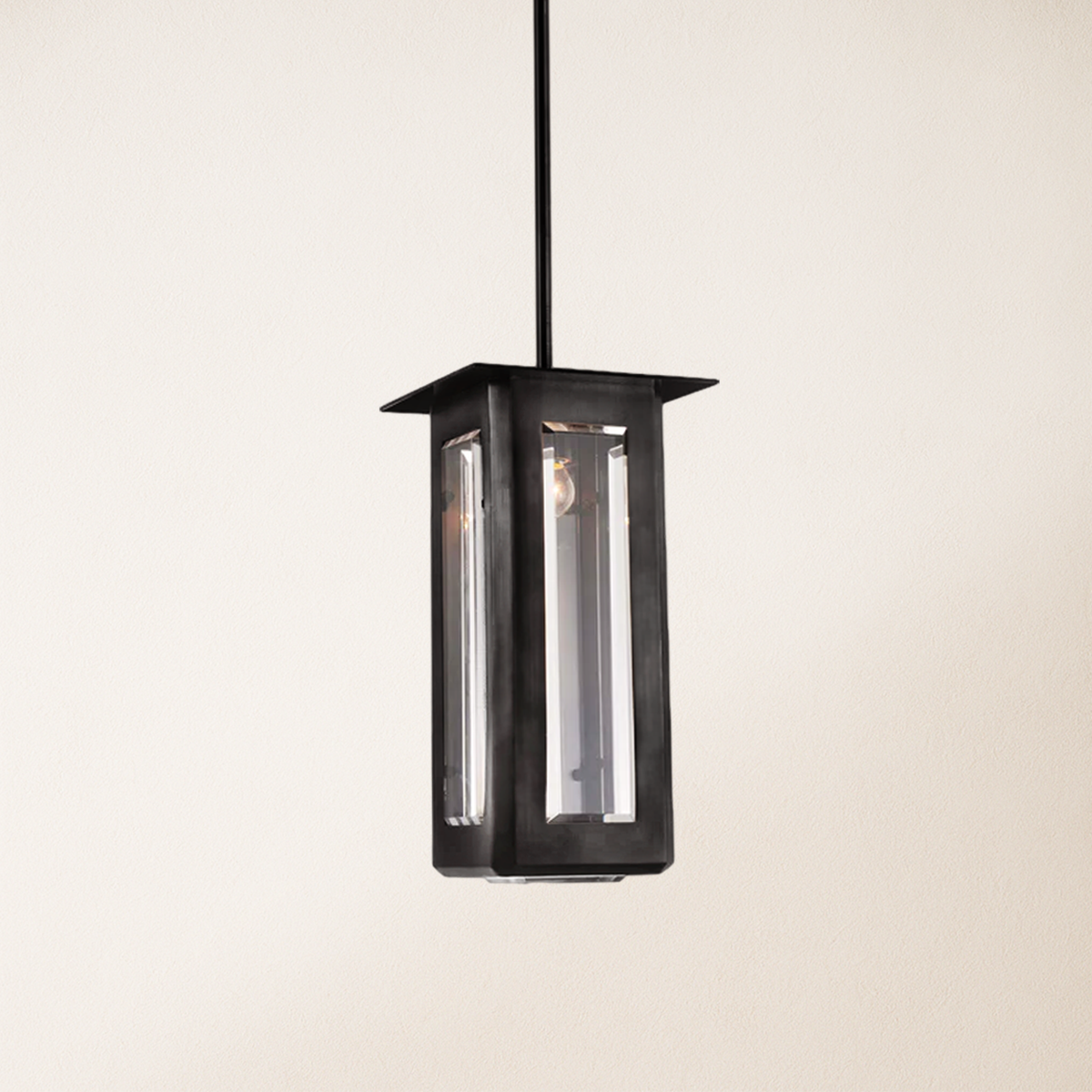Baluster Rectangle Glass Pendant 7"W#Finish_Black