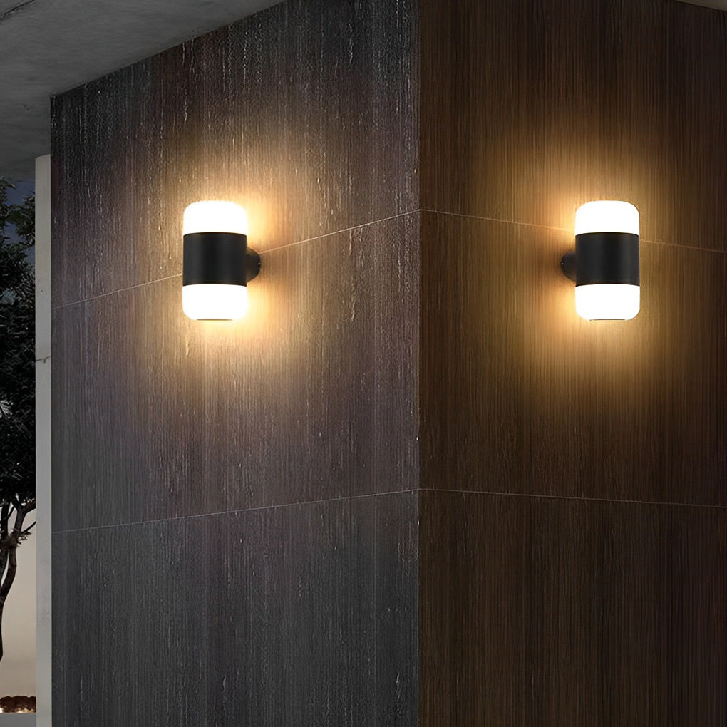 Rundes Up- und Down-Licht, wasserdichte, schwarze, moderne LED-Außenwandleuchte