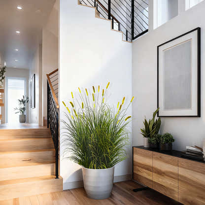 Künstliches 28-köpfiges kurzes Kieferngras mit gebogenem und geradem Zwiebelgras-Bonsai, 25,9 cm hoch