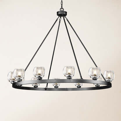 Vellum Round Chandelier 48"D#Finish_Black