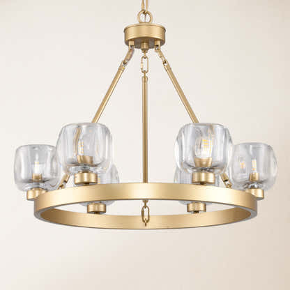 Vellum Round Chandelier 24"D#Finish_Gold