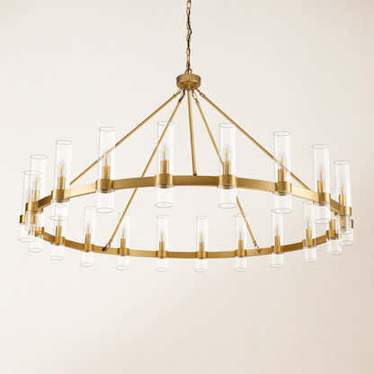 Cylora Glass Tube Round Chain Chandelier 60"D