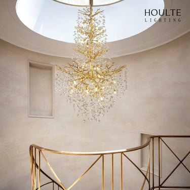 Frostleaf Kristall-Kaskaden-Kronleuchter für die große Treppe, 155 cm hoch
