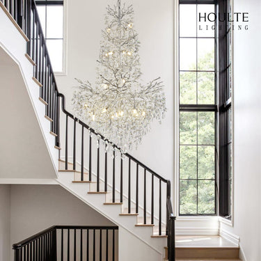 Frostleaf Kristall-Kaskaden-Kronleuchter für die große Treppe, 155 cm hoch