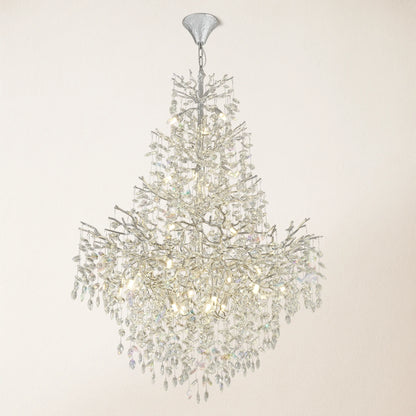Frostleaf Kristall-Kaskaden-Kronleuchter für die große Treppe, 165 cm hoch