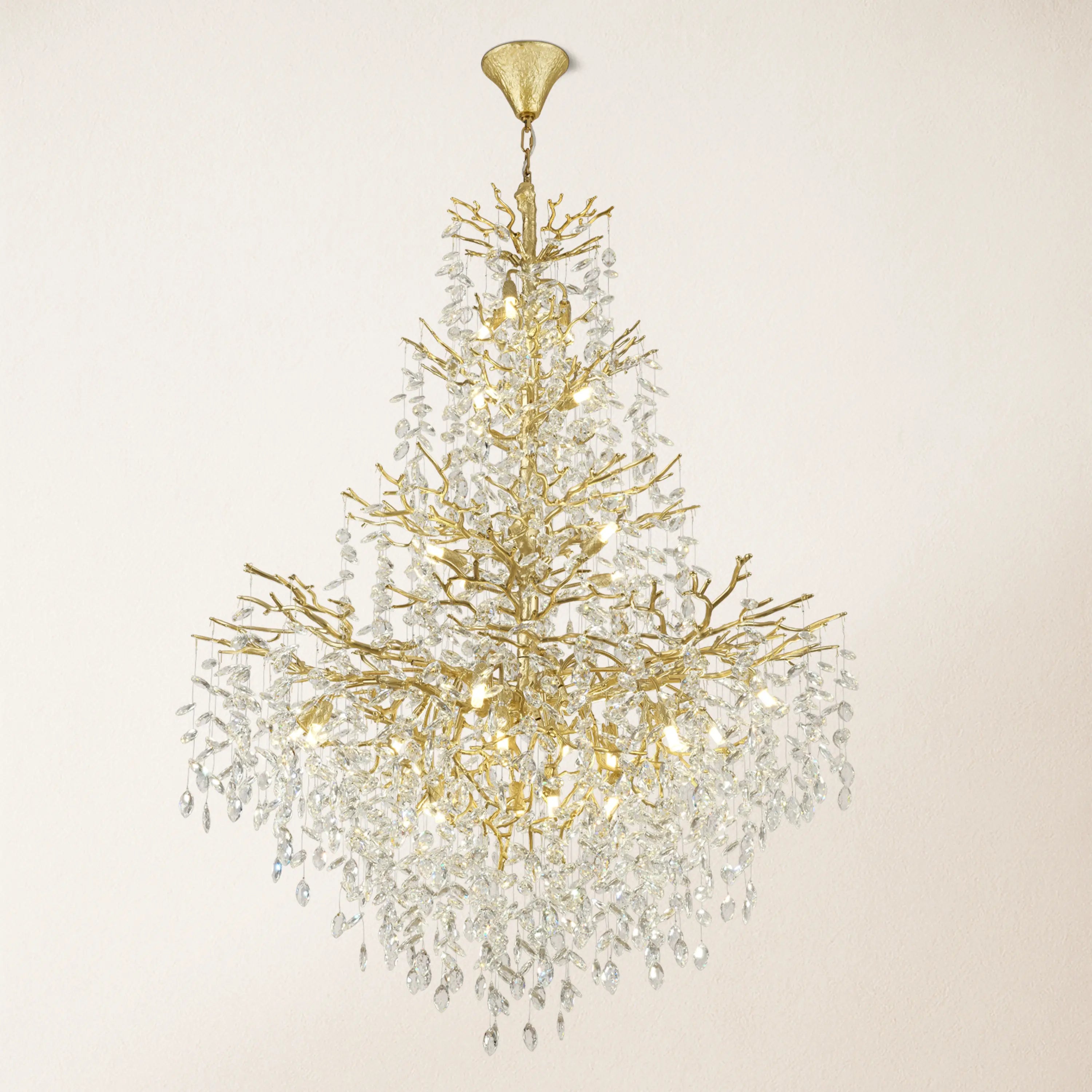 Frostleaf Kristall-Kaskaden-Kronleuchter für die große Treppe, 165 cm hoch