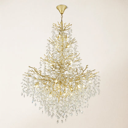 Frostleaf Kristall-Kaskaden-Kronleuchter für die große Treppe, 165 cm hoch