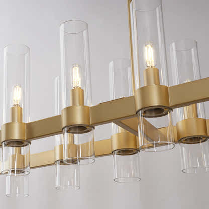Cylora Glass Tube Rectangular Chandelier 68"W