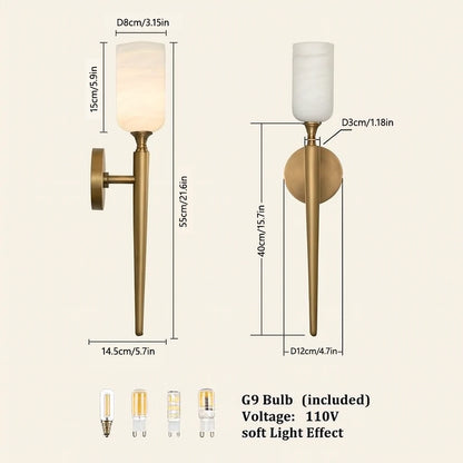 Axis Alabaster 1-flammige Wandleuchte, 55,4 cm hoch