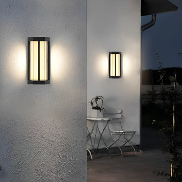 Wasserdichte LED-Wandleuchten mit doppeltem Acrylschirm in Schwarz, moderne Außenwandleuchten