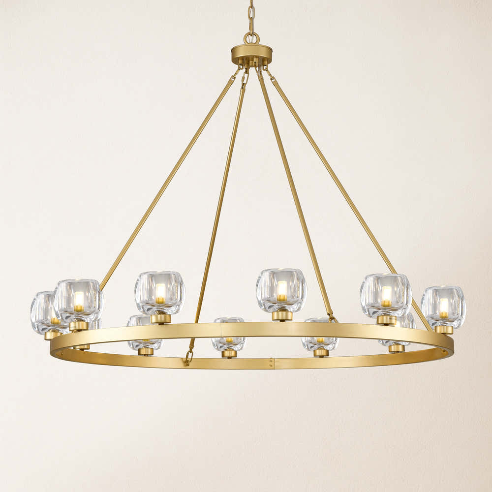 Vellum Round Chandelier 48"D#Finish_Gold