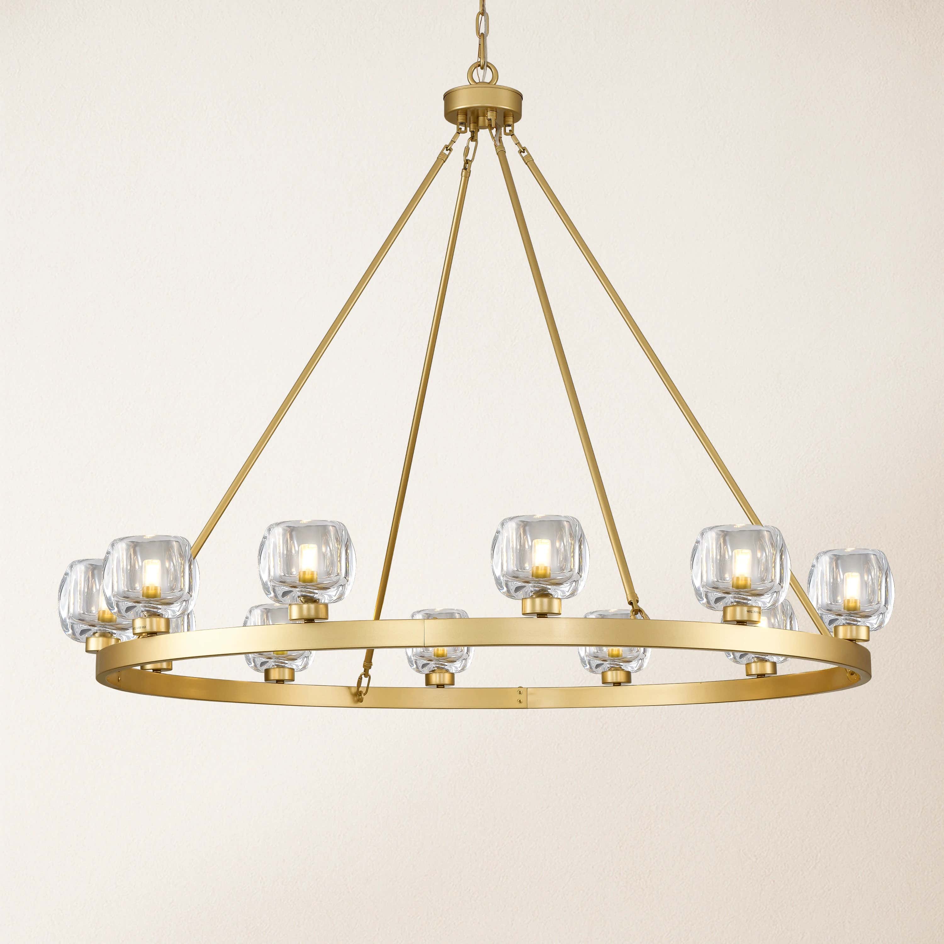 Vellum Round Chandelier 48"D#Finish_Gold