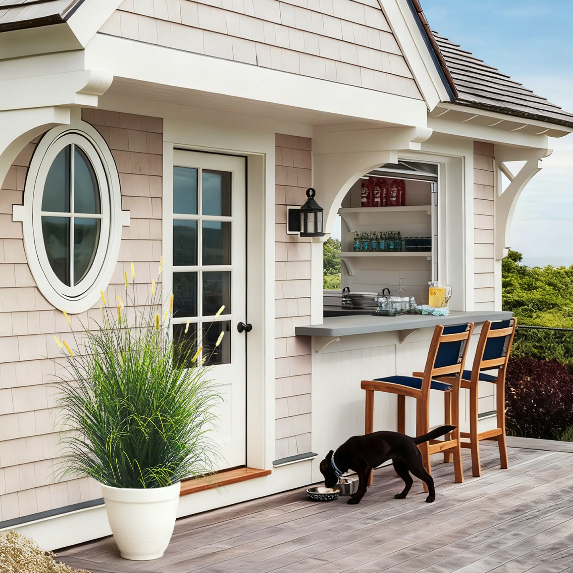 Artificial 28-Head Short Pine Grass with Curved-Straight Onion Grass Bonsai 55"H