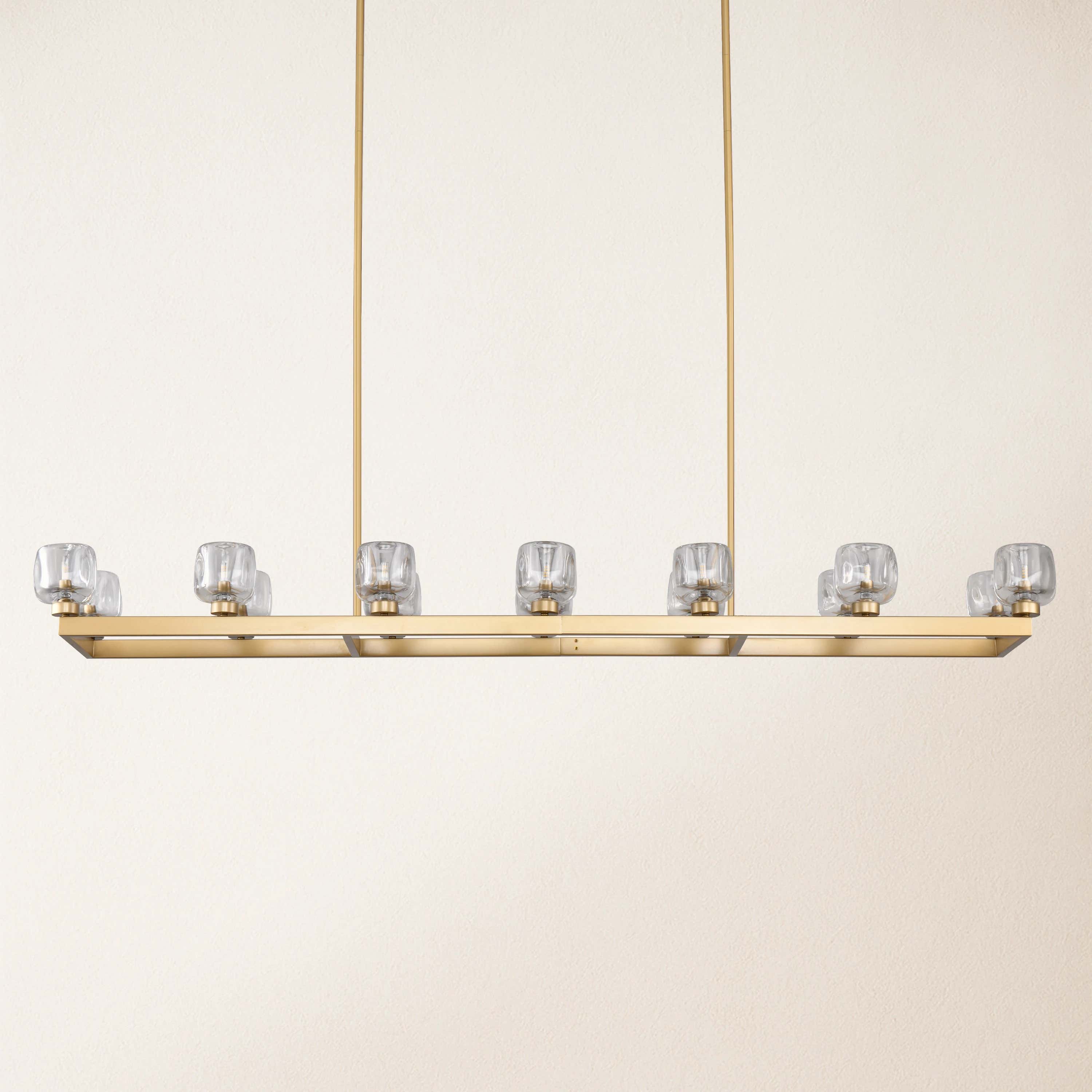 Vellum Rectangular Chandelier 68"W#Finish_Gold