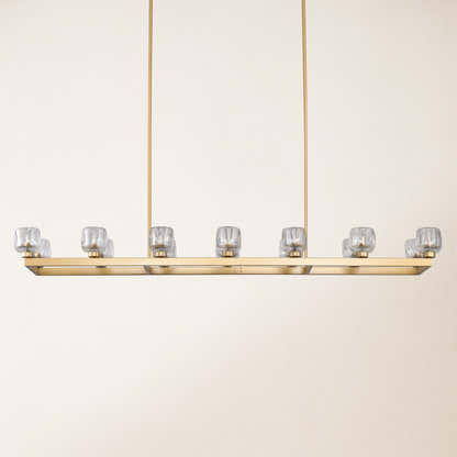Vellum Rectangular Chandelier 68"W#Finish_Gold