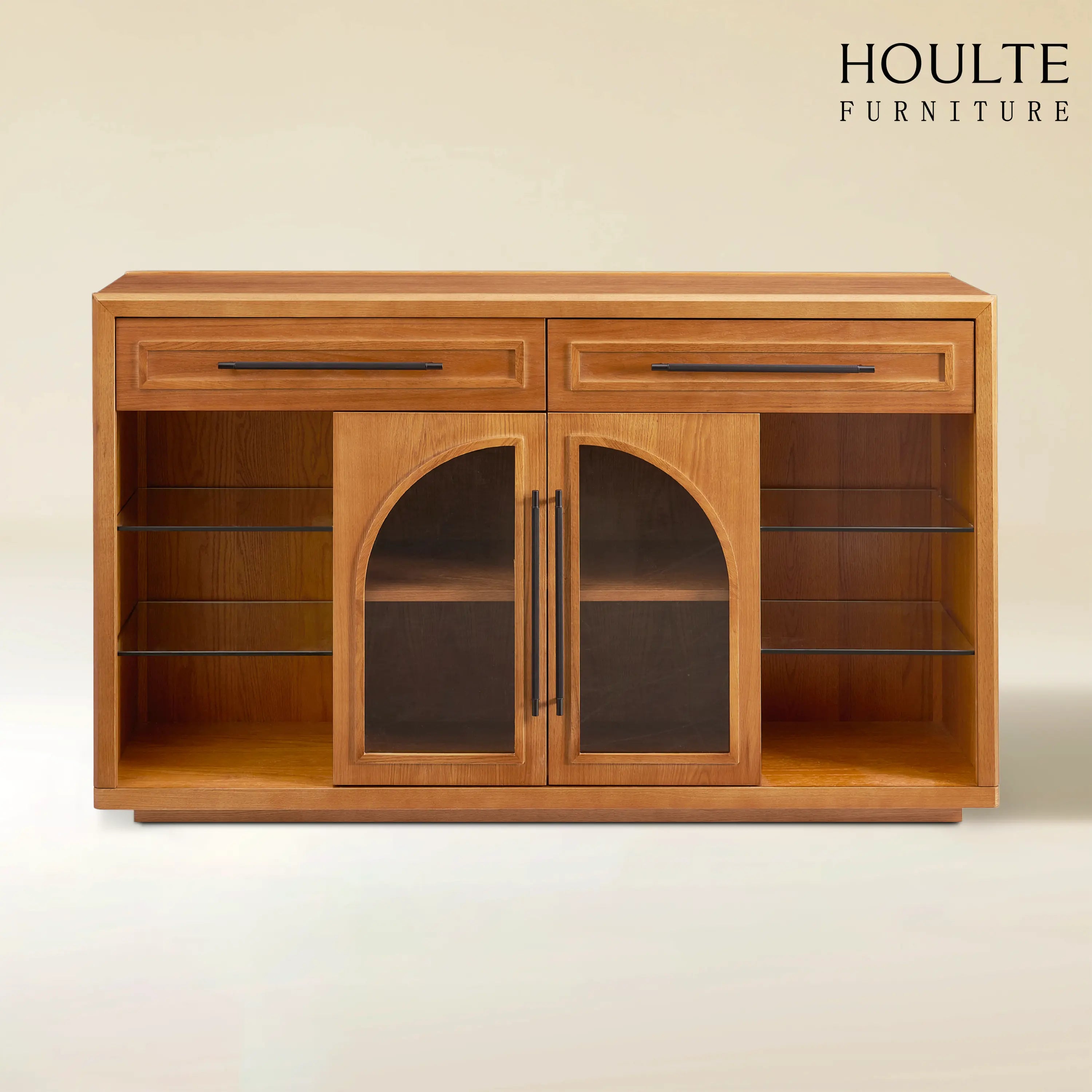 Alvar Sideboard aus gewölbtem Glas aus Eiche, 160 cm breit
