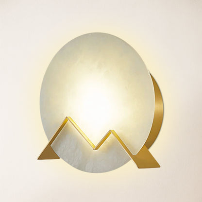 Alabaster-Wandleuchte mit Buchstaben „M“ und 20 cm Durchmesser
