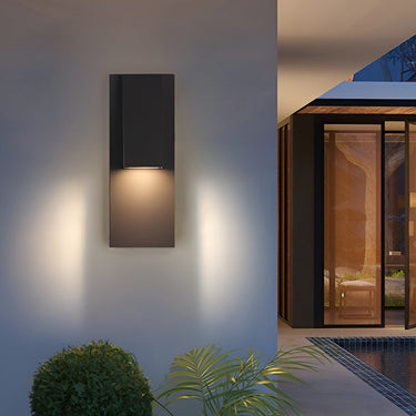 Rechteckige wasserdichte LED-Wandleuchte in Schwarz, moderne Außenwandleuchte
