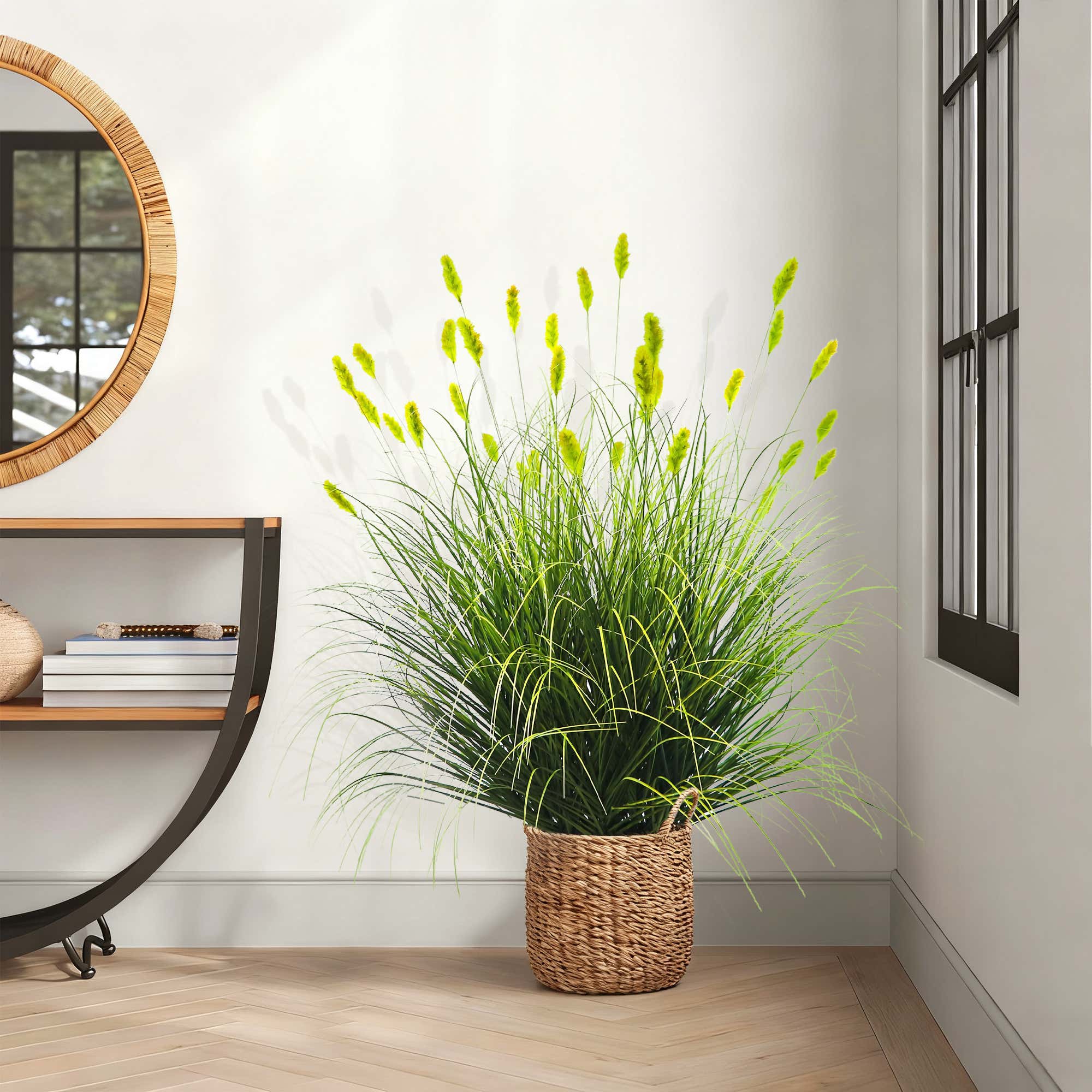 Künstliche Raupe mit 36 ​​Köpfen und gebogenem und geradem Zwiebelgras-Bonsai, 23,9 cm hoch