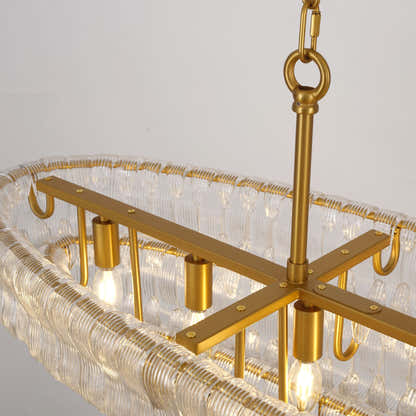 Ondalia Tiered Glass Oval Chandelier 54"W