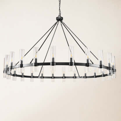 Cylora Glass Tube Round Chain Chandelier 70"D