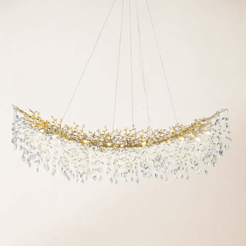Frostleaf Crystal Cascade Tree Branch Linear Chandelier 72"W#Finish_Gold