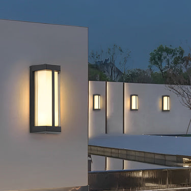 Wasserdichte LED-Wandleuchten mit doppeltem Acrylschirm in Schwarz, moderne Außenwandleuchten