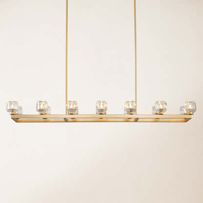 Vellum Rectangular Chandelier 68"W#Finish_Gold