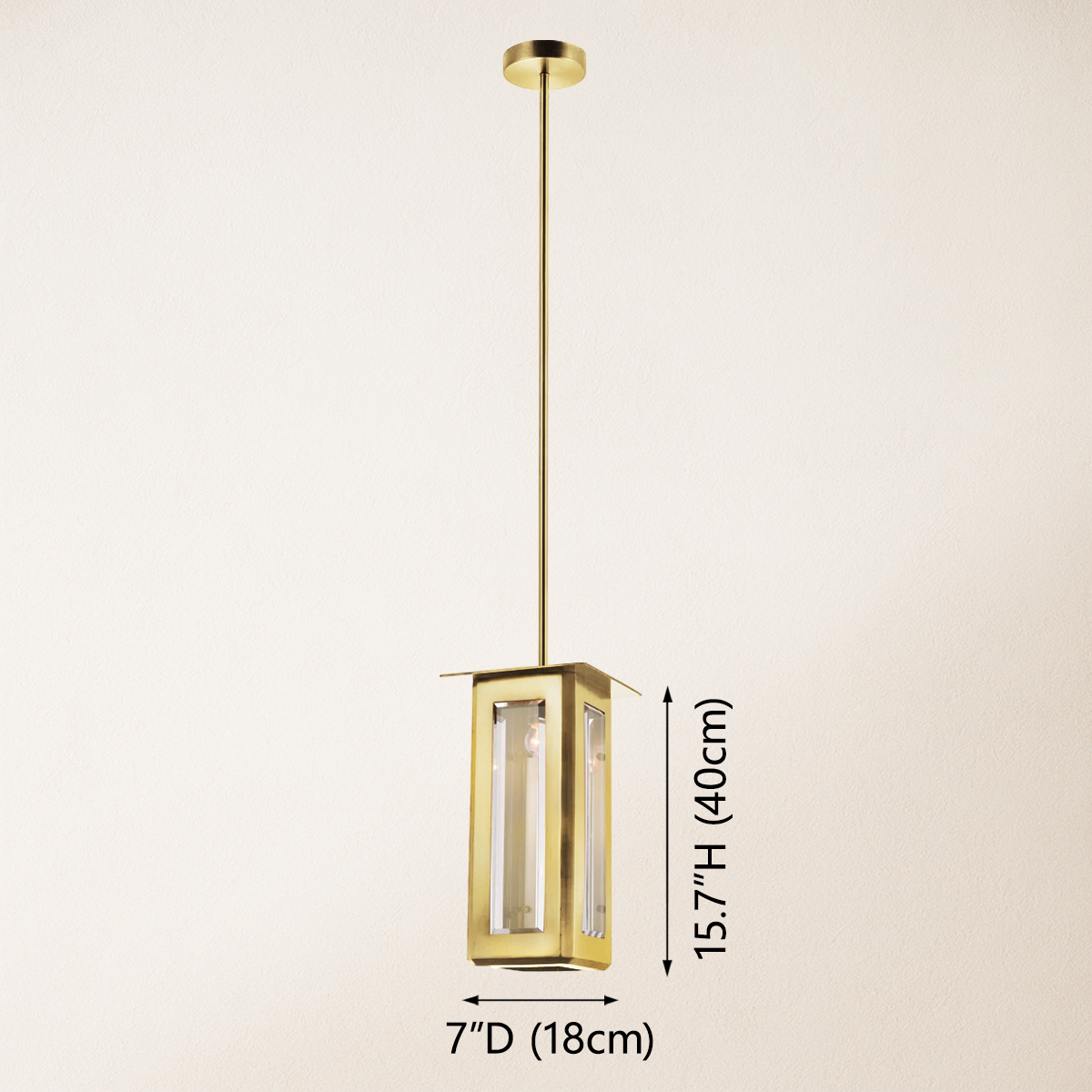 Baluster Rechteckglas-Pendelleuchte 7" W